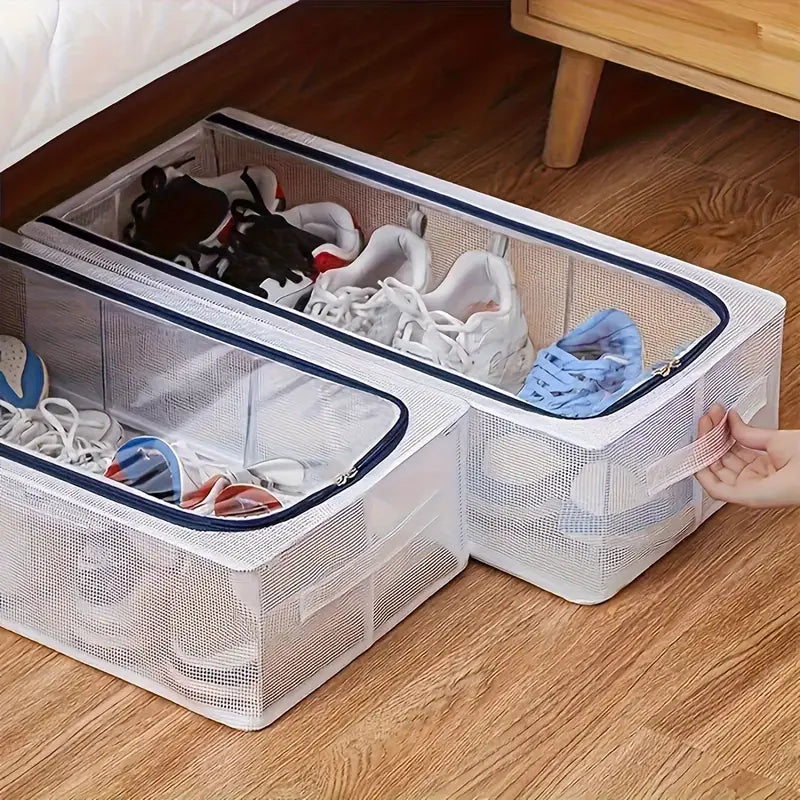 Foldable Mesh Shoe Organizer - Large Capacity Storage Box