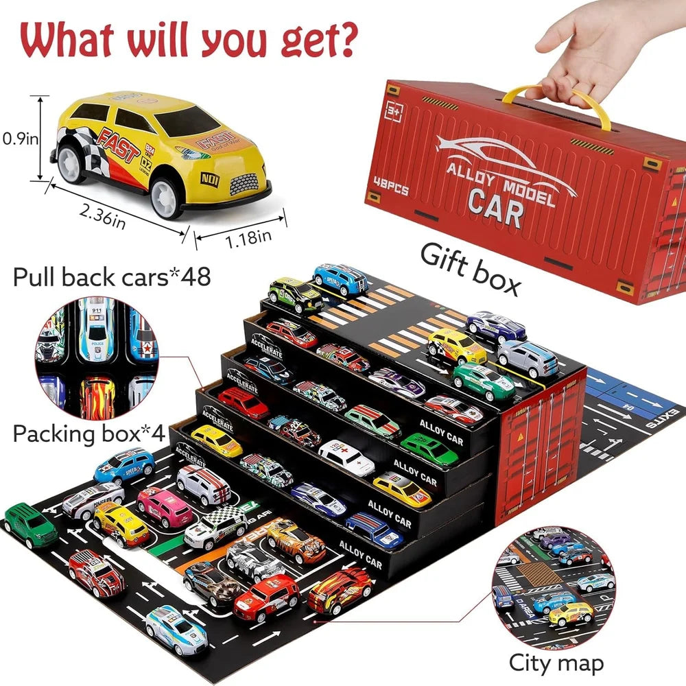 48 Piece Pull Back Car Set