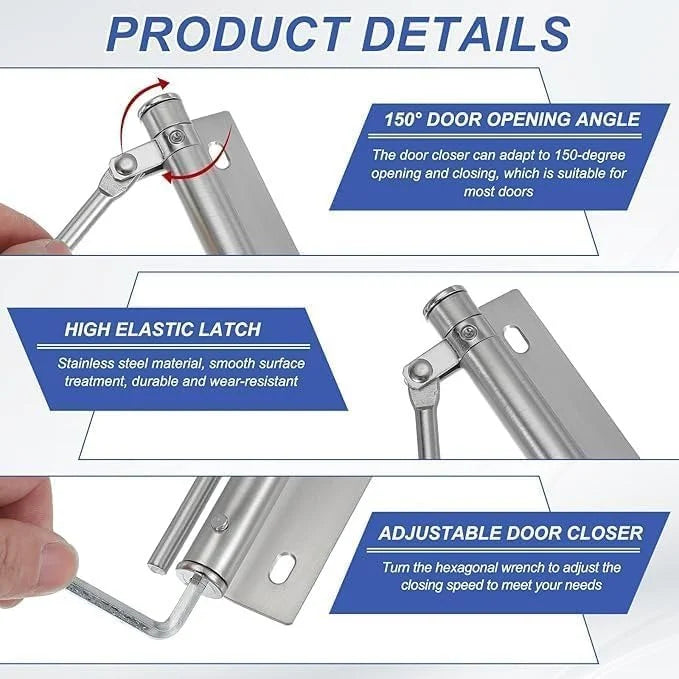 Stainless Steel Spring Operated Automatic Door Closer Hinge Lock