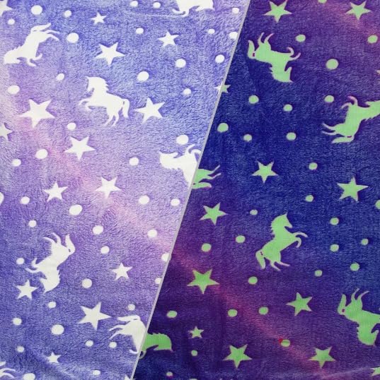 Glow in the dark Blanket For Kids Soft Flannel Fleece - Boys & Girls (Purple Star) Age 0-15