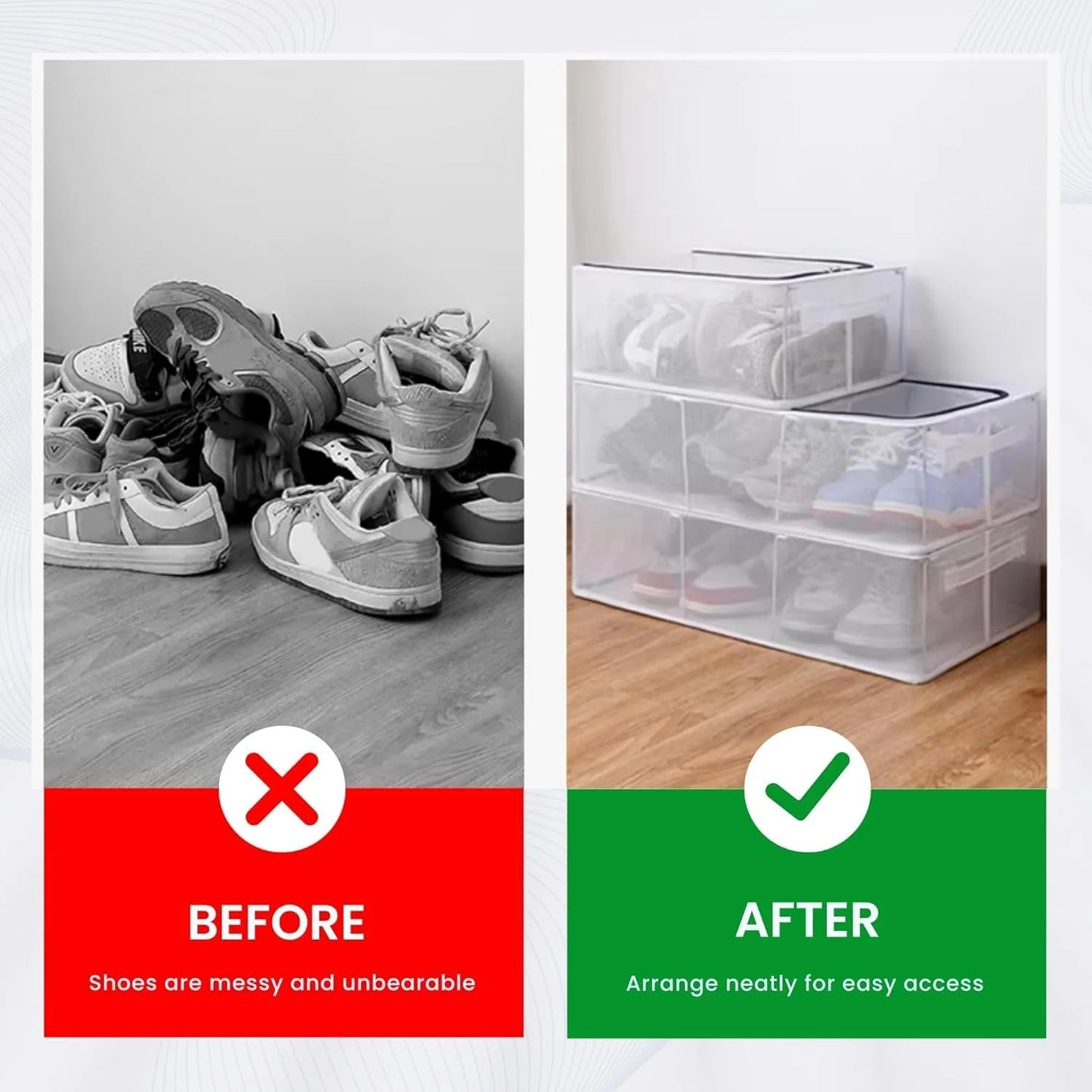 Foldable Mesh Shoe Organizer - Large Capacity Storage Box