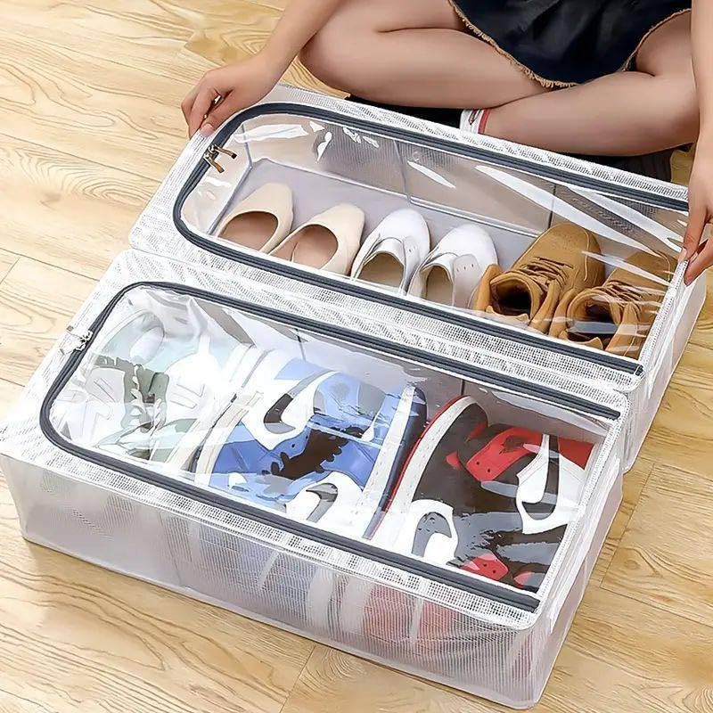 Foldable Mesh Shoe Organizer - Large Capacity Storage Box