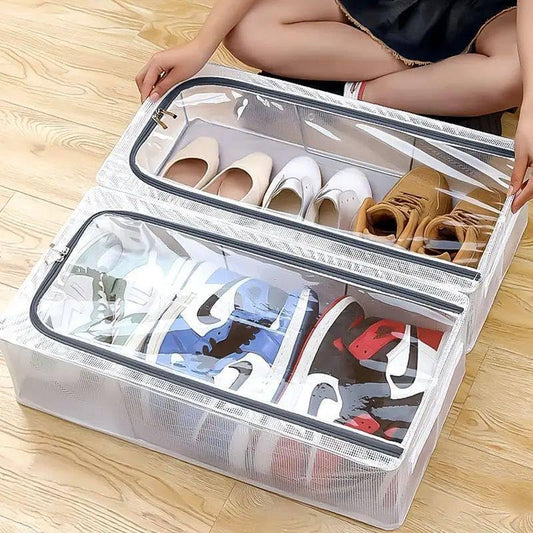 Foldable Mesh Shoe Organizer - Large Capacity Storage Box