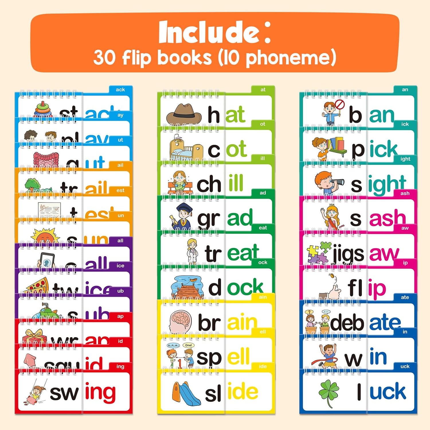 Phonics Word-Family Flip Books Early Learning for Kids