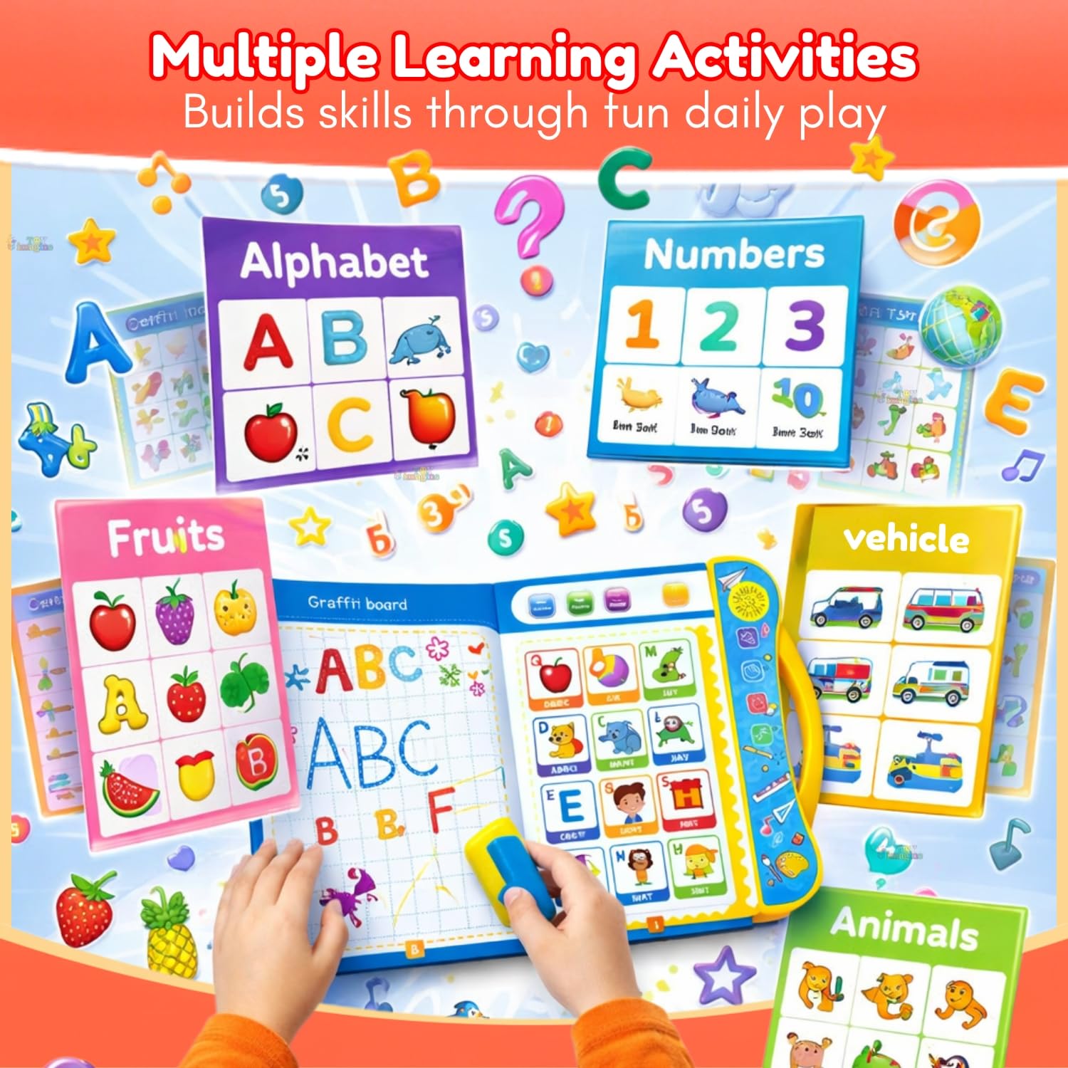 Musical Learning Book for Kids – ABC, Numbers, Phonics & Shapes