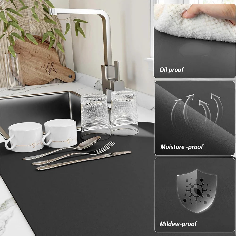 Drying Kitchen Mat - for Dishes, Utensils, Pots and Pans