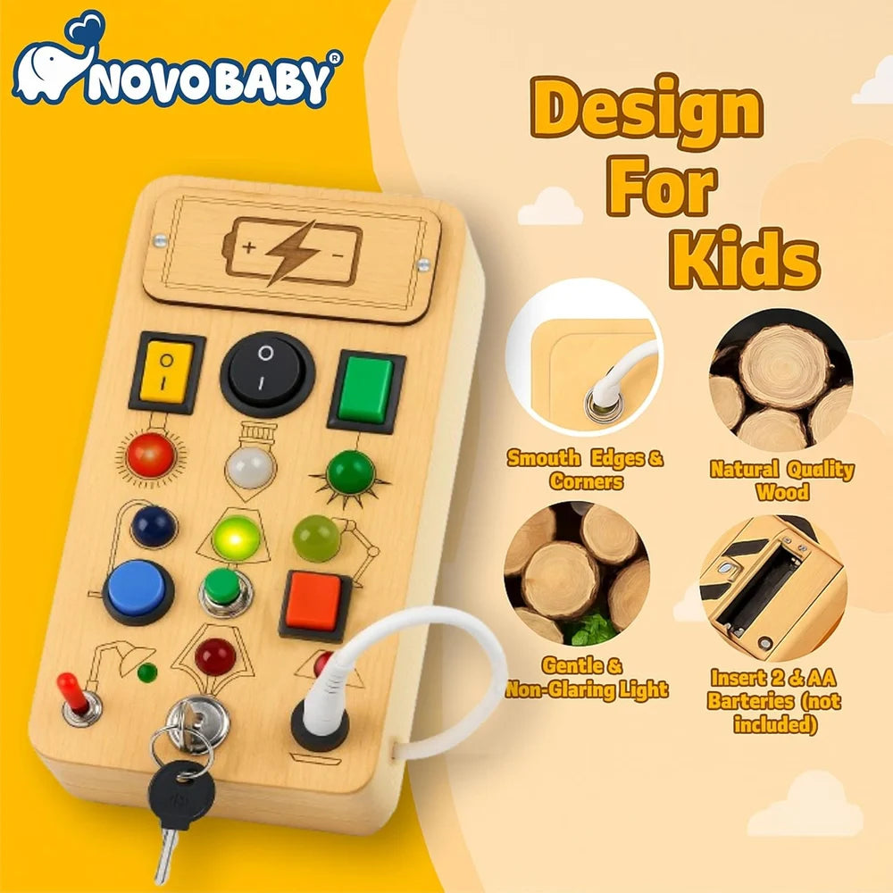 Wooden Montessori Busy Board Activity Toy for Toddlers Sensory Learning Board
