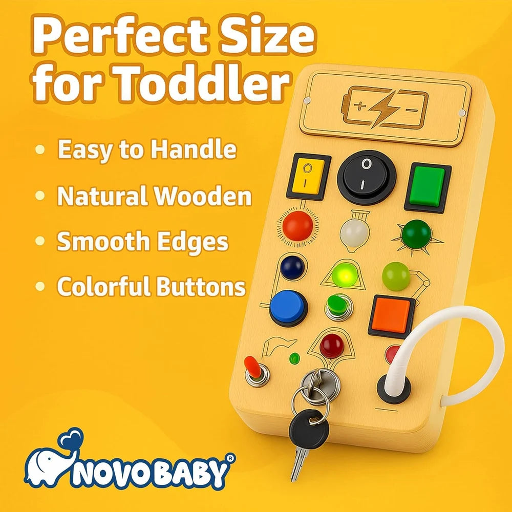 Wooden Montessori Busy Board Activity Toy for Toddlers Sensory Learning Board