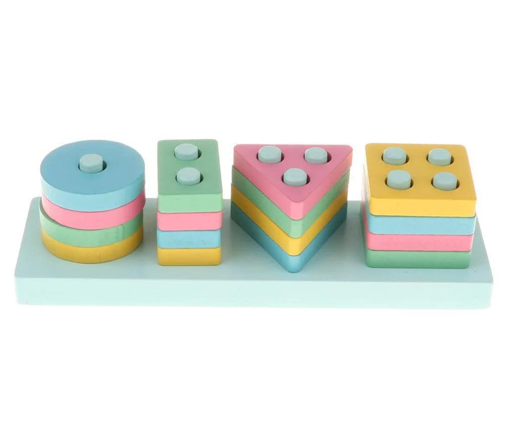 Wooden Shapes Board Blocks Sorting and Stacking Montessori Education Colour Recognition Toys