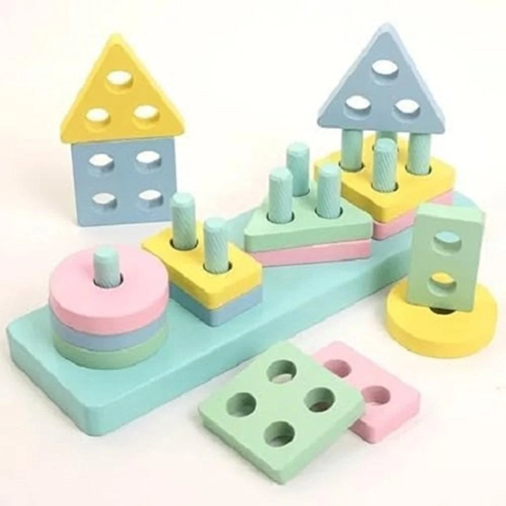 Wooden Shapes Board Blocks Sorting and Stacking Montessori Education Colour Recognition Toys