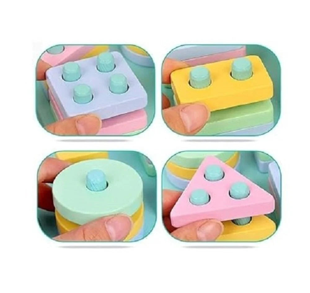 Wooden Shapes Board Blocks Sorting and Stacking Montessori Education Colour Recognition Toys