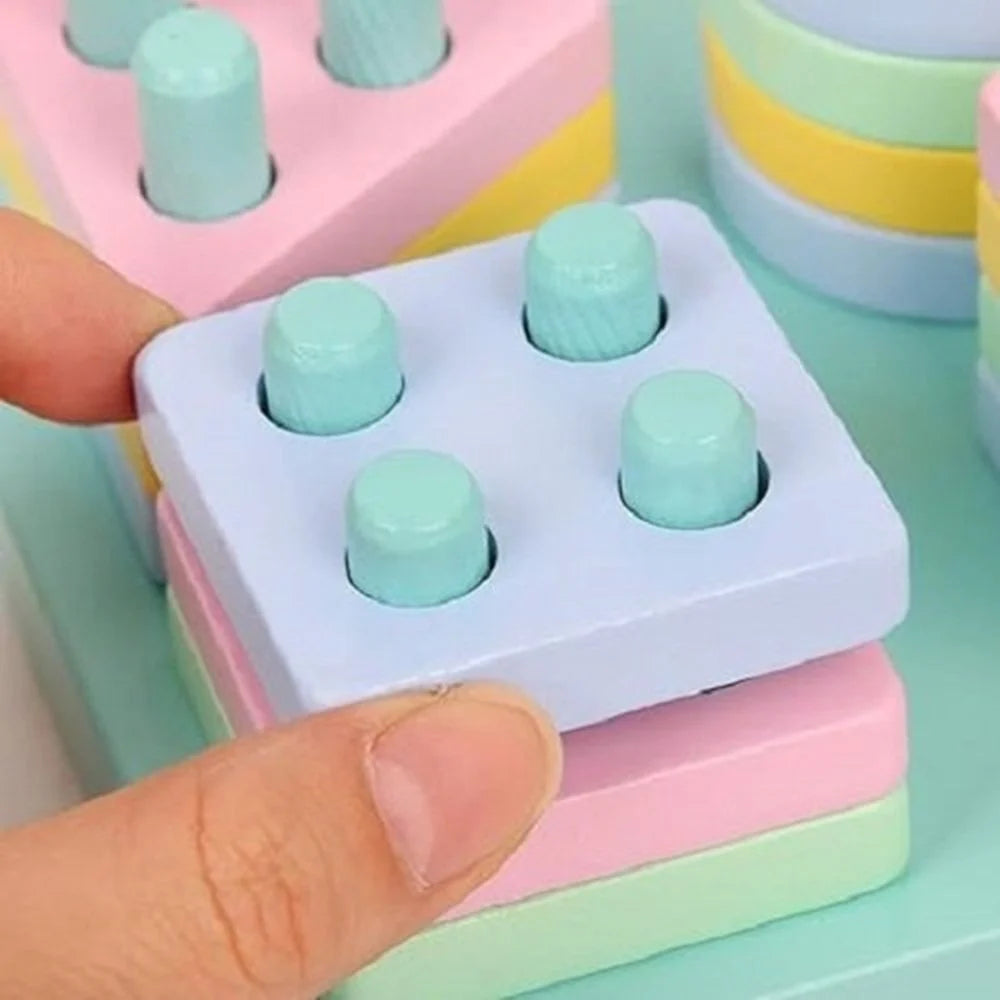 Wooden Shapes Board Blocks Sorting and Stacking Montessori Education Colour Recognition Toys